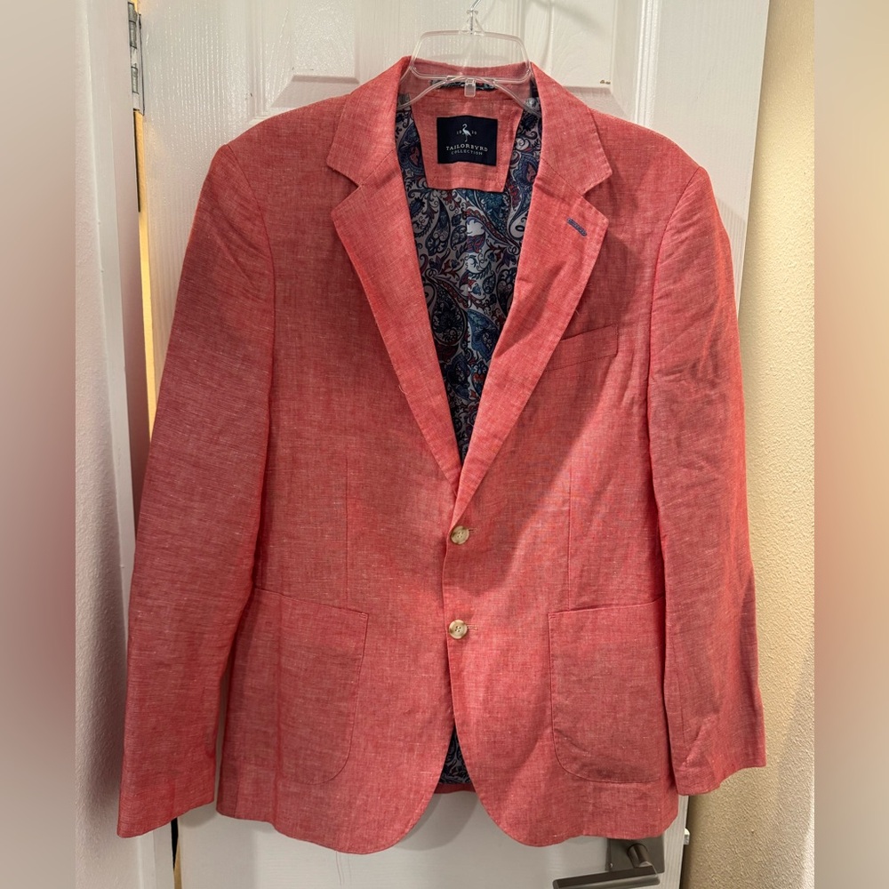 Tailorbyrd Collection Linen Coral Blazer 38R